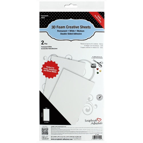 Scrapbook Adhesives WHITE 6x12 Inch 3D Foam Creative Sheets 01400